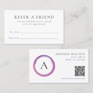 Rosa och lila monogram modern affär rabattkort