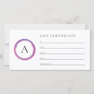 Rosa och lila monogram presentkort för företag