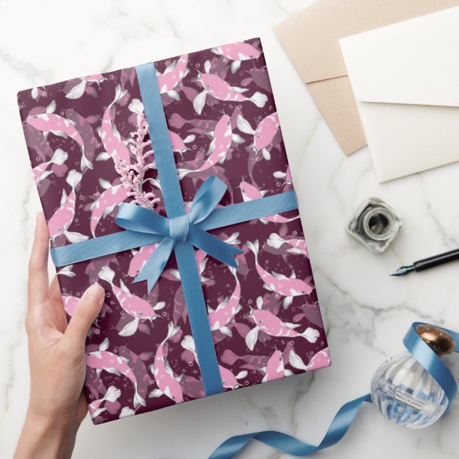 Rosa och Lila Mönster - Koi Fish Presentpapper (Gifting)