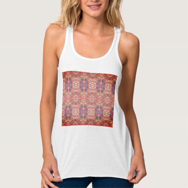 Rosa och lila mönster linne med racerback  (Framsida)