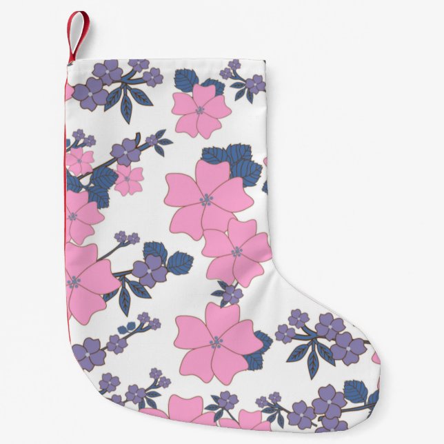 ROSA OCH LILA MÖNSTER LITEN JULSTRUMPA (Framsidan)