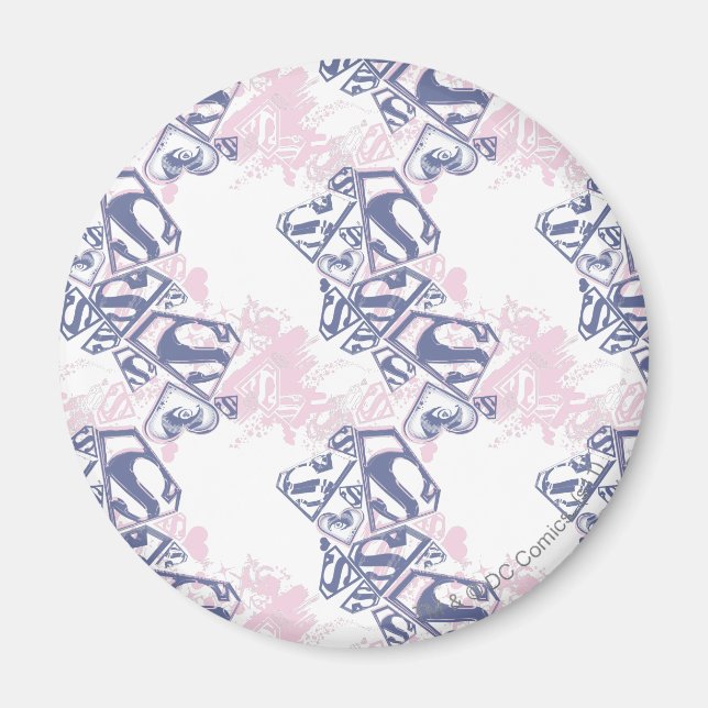 Rosa och Lila Mönster Magnet (Framsidan)