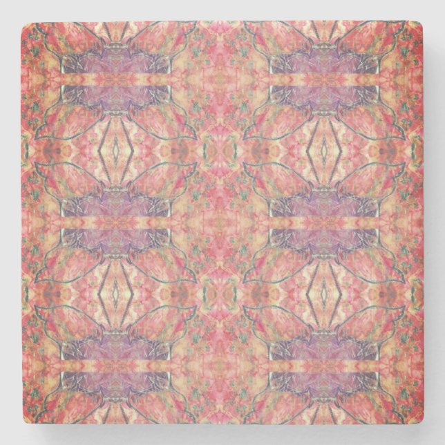 Rosa och lila mönster stenunderlägg (Framsidan)