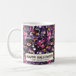 Rosa- och Lila Monsters Halloween Kaffemugg