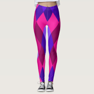 Rosa och lila mosaik diamantmönster leggings