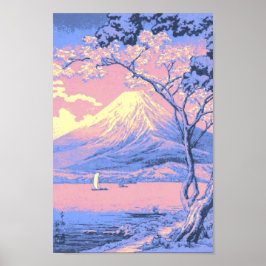 Rosa och Lila Mt. Fuji från Sjö Yamanaka Poster