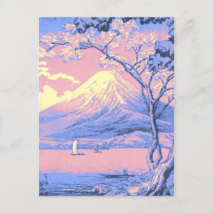 Rosa och Lila Mt. Fuji från Sjö Yamanaka Poster Vykort
