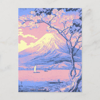 Rosa och Lila Mt. Fuji från Sjö Yamanaka Poster Vykort