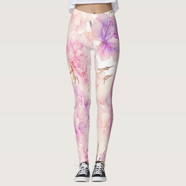Rosa- och Lila-nejlikor, avslappning Leggings (Framsida)