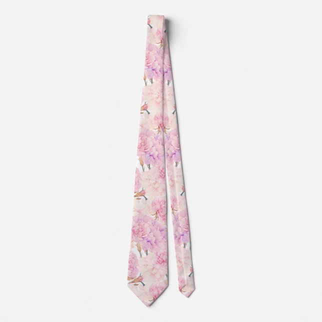 Rosa- och Lila-nejlikor, vattenfärg Slips (Framsida)
