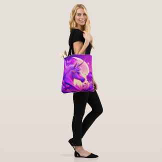 Rosa och Lila Night Unicorn Art Tygkasse