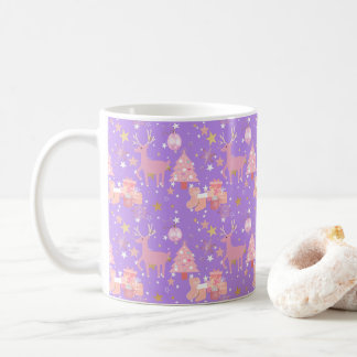 Rosa och Lila och Guld juldesign Kaffemugg