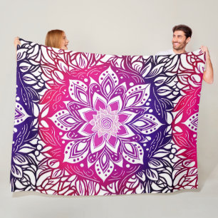 Rosa och Lila Ombre Mandala Fleece Blanket
