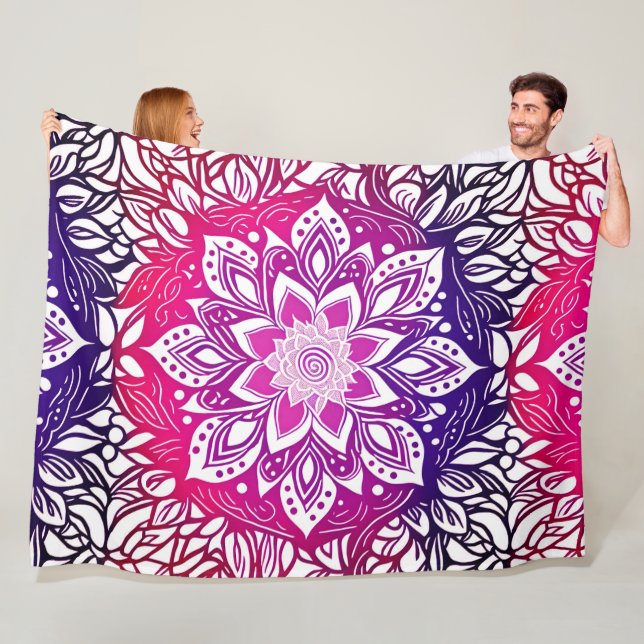 Rosa och Lila Ombre Mandala Fleece Blanket (På plats)