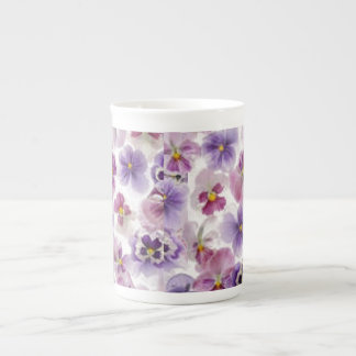 Rosa och Lila Pansy Bone China Mugg Benporslin Mugg