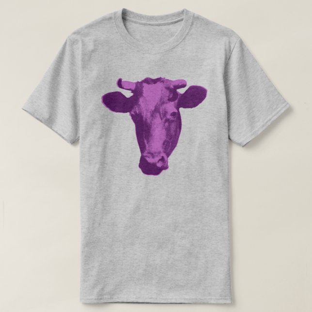 Rosa och Lila Pap Art Cow T Shirt (Design framsida)