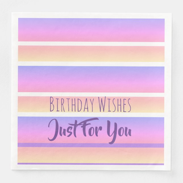 Rosa och Lila Pappra blöjor av födelsedagen Önskem Pappersservett (Framsida)