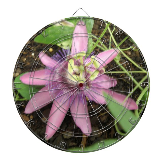 Rosa och Lila Passionblomma Dart Board Piltavla (Framsidan)