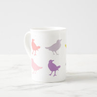 Rosa och Lila Pastel Birds med Birdhouse