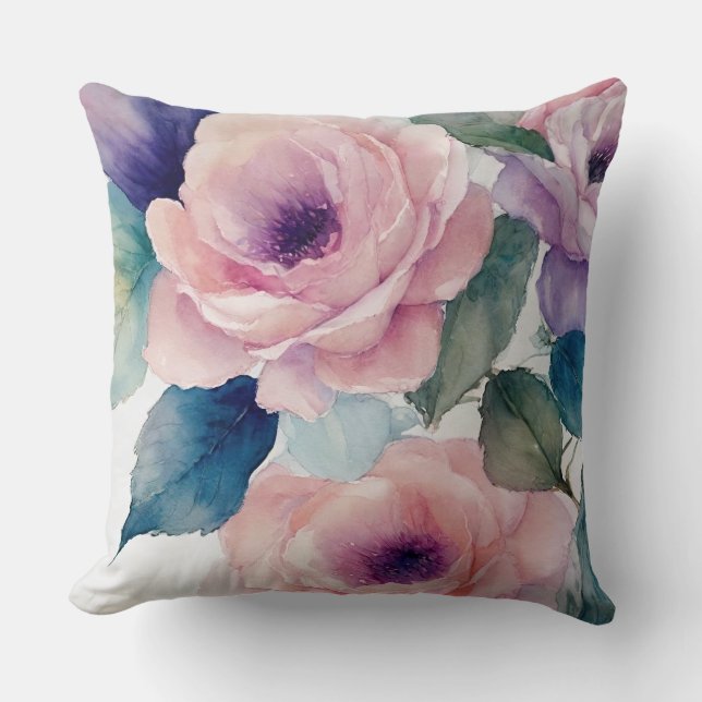 Rosa och Lila Pastel Ro Kudde (Framsida)