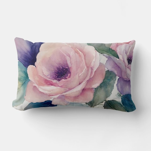 Rosa och Lila Pastel Ro Lumbarkudde (Framsida)