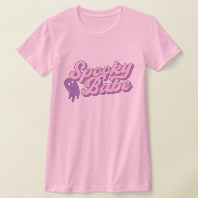 Rosa och Lila Pastel Spooky Babe med Cute Ghost T Shirt (Laydown)