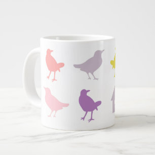 Rosa och Lila Pastellfåglar med födelseort Jumbo Mugg