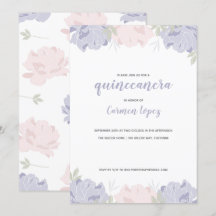 Rosa och Lila Peonies Quinceanera Party