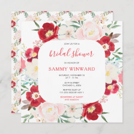 Rosa och Lila Peony Flowers Möhippa Inbjudningar