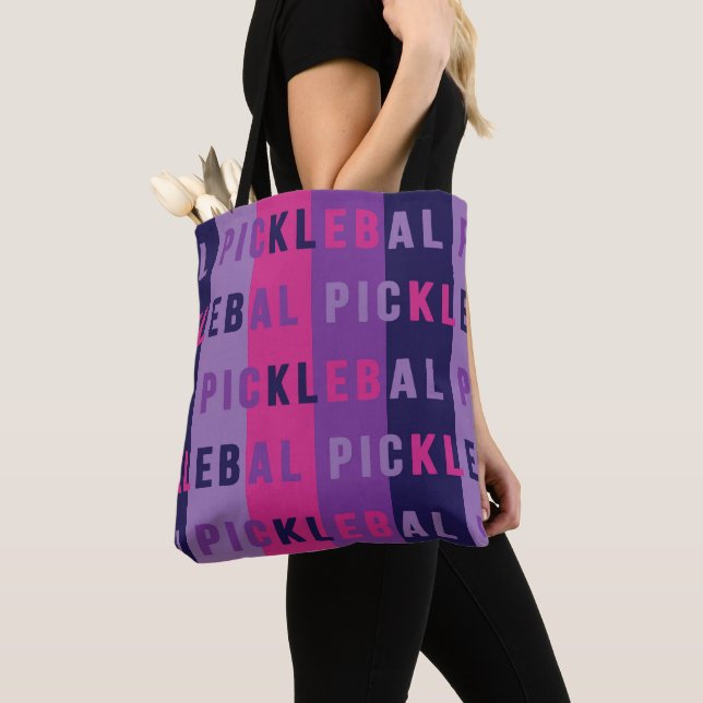 Rosa och lila Pickleball Tote Bag Tygkasse (Närbild)