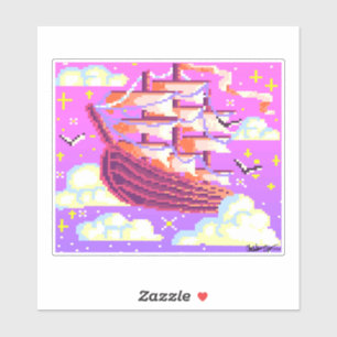 Rosa och lila Pixel-frakt Klistermärken