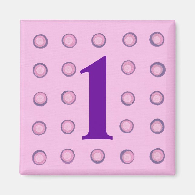 Rosa och Lila Polka dots 1 Magnet (Framsidan)