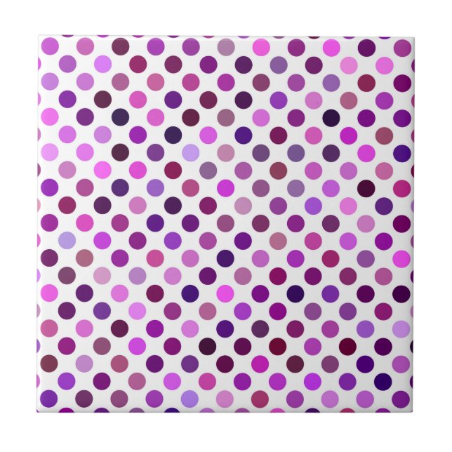 Rosa och Lila Polka dots Kakelplatta (Framsidan)