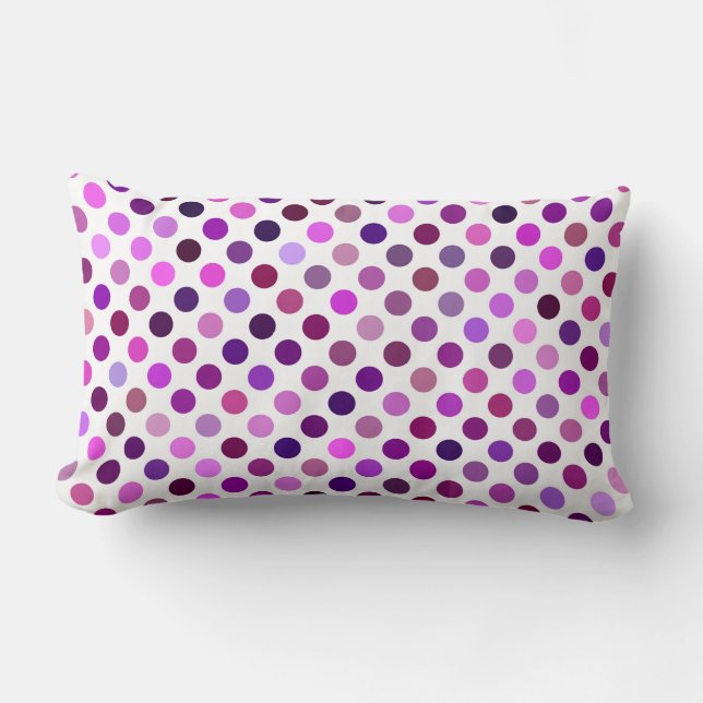 Rosa och Lila Polka dots Lumbarkudde (Framsida)