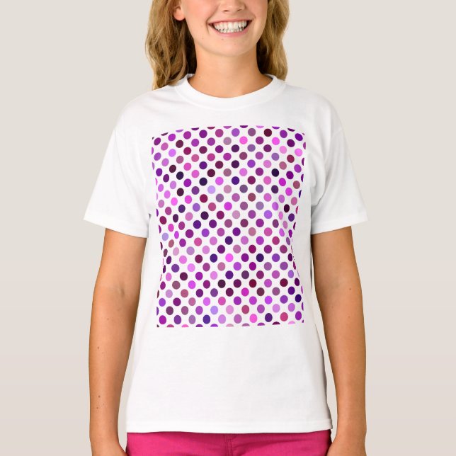 Rosa och Lila Polka dots T Shirt (Framsida)