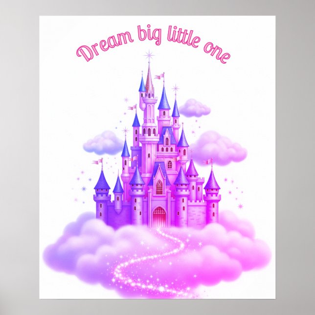 Rosa och Lila Princess Castle, Flicka-citat Poster (Framsidan)