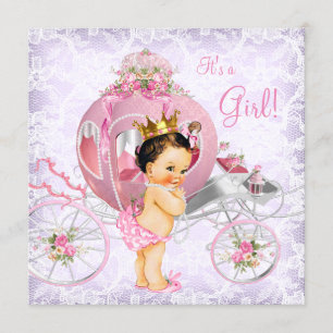 Rosa och lila prinsessbabyfirande inbjudningar