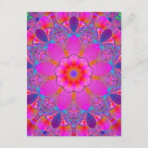Rosa och Lila Psychedelic Mandala Vykort