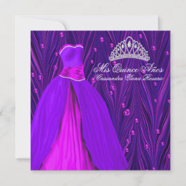 Rosa och Lila Quinceanera Inbjudningar
