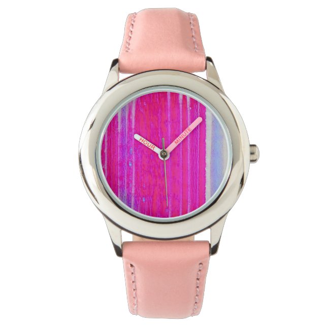 Rosa och Lila Rand av Abstrakt Armbandsur (Framsida)