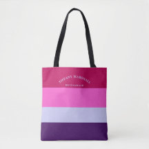 Rosa och Lila Rand Mönster Bridemaid Tote Bag