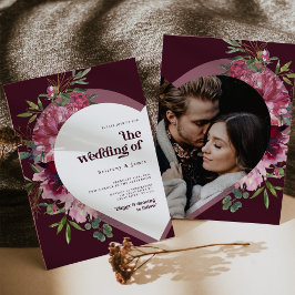 Rosa och lila - romantisk bröllopsinbjudan inbjudningar