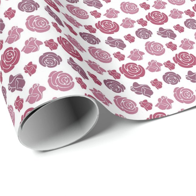 Rosa och lila rosor mönster presentpapper (Rullad Hörn)