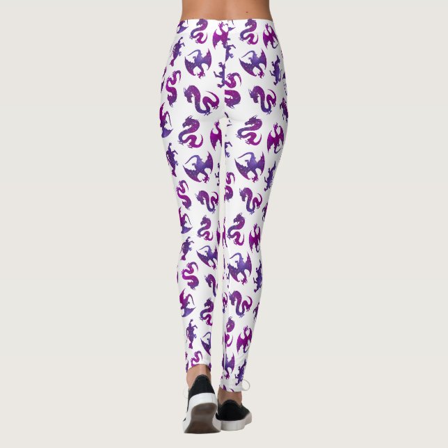 Rosa och lila rymd-drake leggings (Baksida)