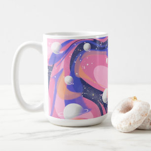 Rosa och Lila Rymden Swirl-Abstrakt Kaffemugg