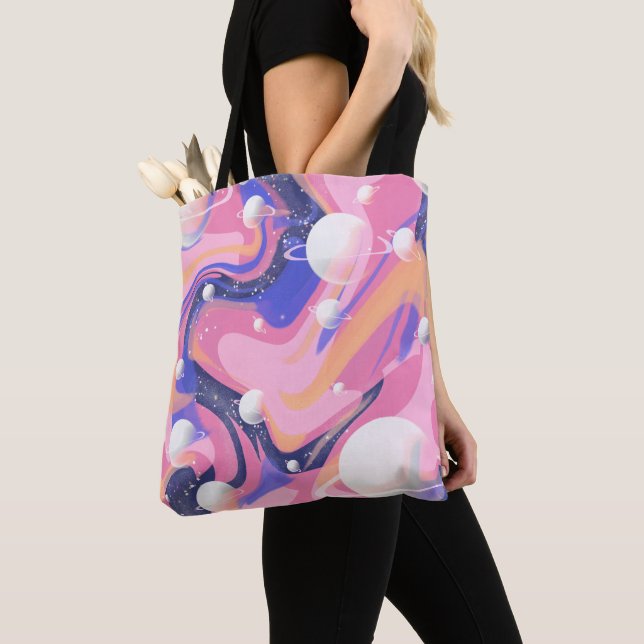 Rosa och Lila Rymden Swirl-Abstrakt Tygkasse (Närbild)