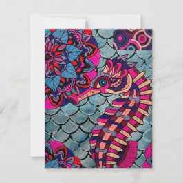 Rosa och Lila Seahorse Anteckningskort