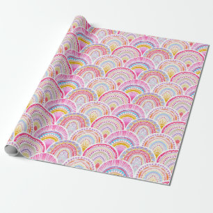 Rosa och Lila Seigaiha Wave Oriental Mönster Presentpapper