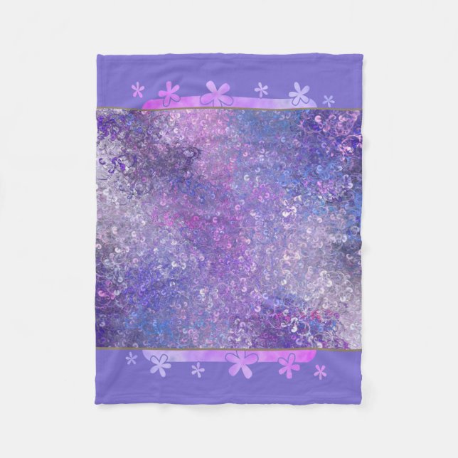 Rosa- och Lila Sequins Bling Fleecefilt (Framsidan)