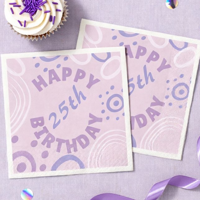 Rosa och lila servett med ålder (Young or old, just change the number to fit the party. Soft girly pink and purple.)